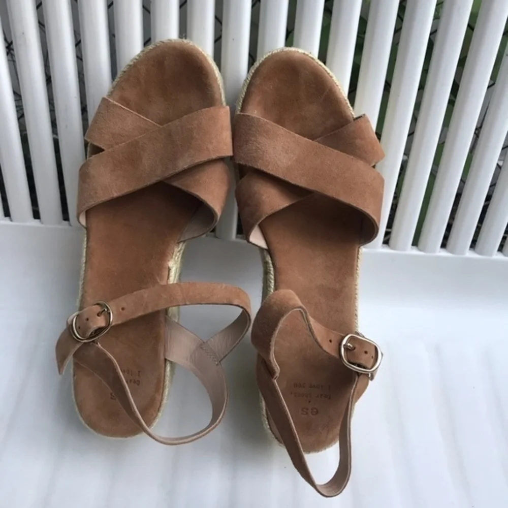 eseoese wedge espadrilles cross straps buckle 39